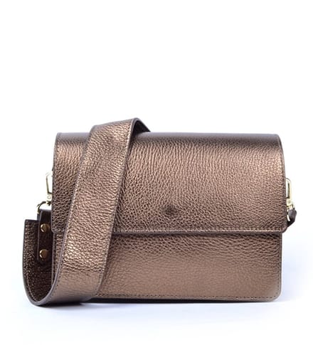 Giuliano lederen schoudertas Beau - Brons - Metallic - Made in Italy