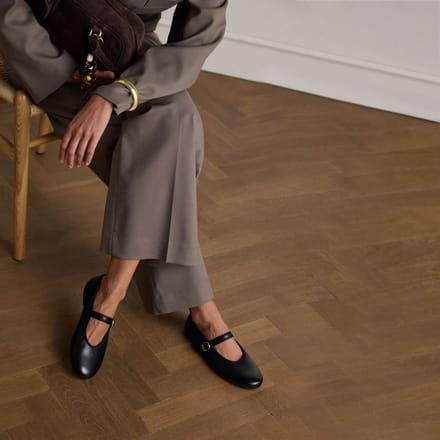 Manfield - Dames - Zwarte leren ballerina's met gesp - Maat 37