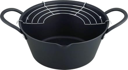 Frituurpan - Tempura pan - Thuis frituren - Met RVS mandje - 22 cm - Rood
