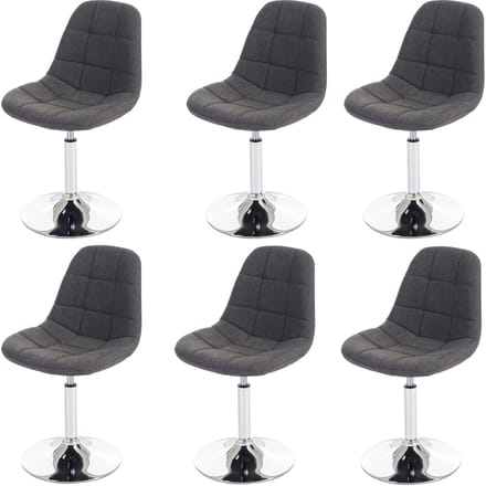 Set van 6 eetkamerstoelen MCW-A60, draaistoel, chroom ~ textiel lichtgrijs