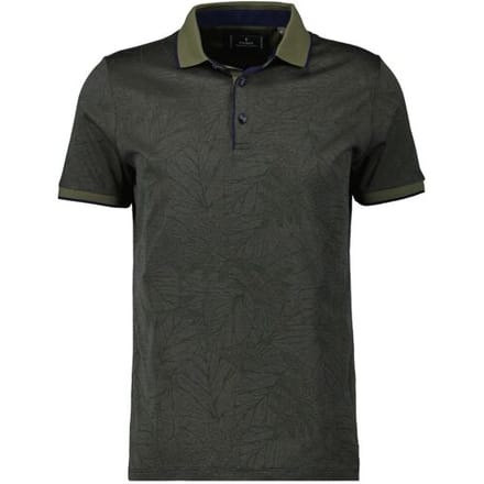 Ragman Polo Mercerized Cotton Fantasy Leaf Pattern Thyme / male