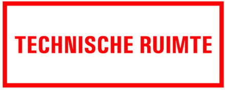 Technische ruimte tekststicker 400 x 150 mm