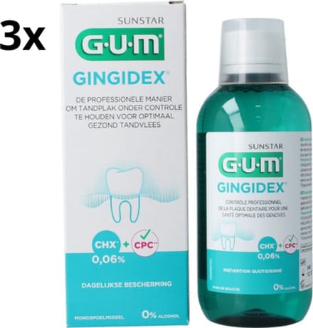 GUM Mondspoelmiddel Gingidex - 3 x 300 ml - Voordeelverpakking