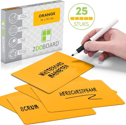 2DOBOARD Scrum whiteboard Magneten 15 x 10 cm - 25 stuks - Oranje