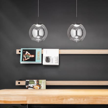Fabas Luce LED hanglamp Ariel, 1-lamp, Ø 25cm, glas, dimmer, CCT