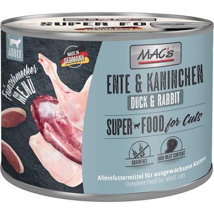 Voordeelpakket MAC's Cat Fijnproever 24 x 200 g Kattenvoer - Eend & Konijn
