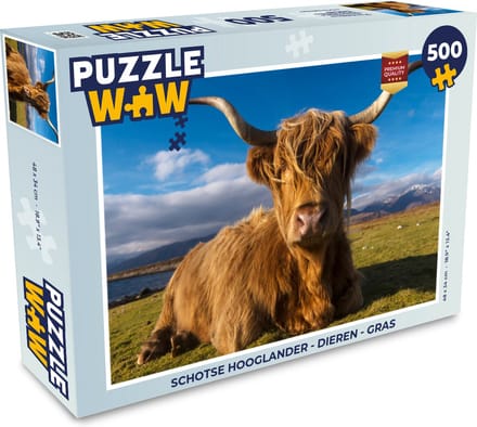 Puzzel Schotse Hooglander - Dieren - Gras - Legpuzzel - Puzzel 500 stukjes