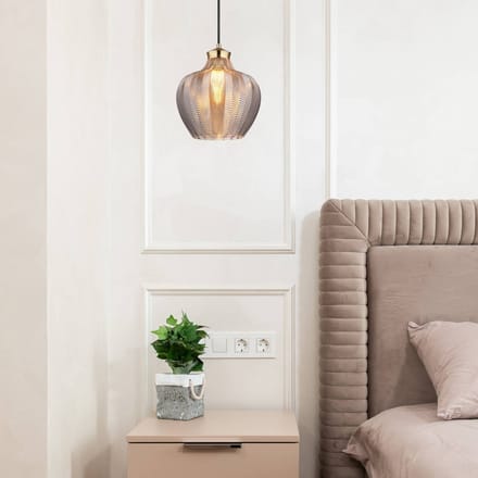 Globo Hanglamp Jessica, Ø 25 cm, rookgrijs, glas