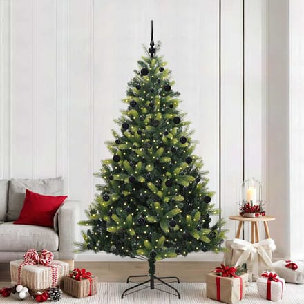 vidaXL - Kunstmatige - Scharnierende - Kerstboom - 300 - LEDs - Groen - 210 - cm