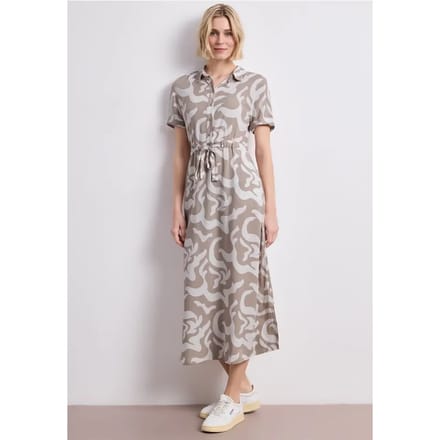 Maxi-jurk met overhemdkraag en print