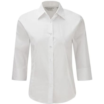 Russell Collectie Dames/Dames 3/4 Mouw Easy Care Gevoelig overhemd (Wit)