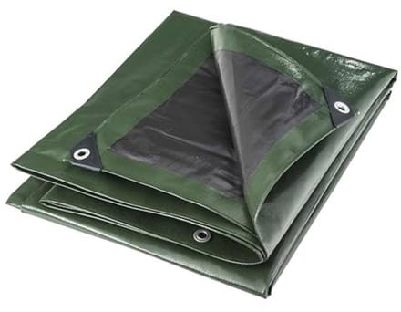 Multifunctioneel Waterdicht Dekzeil 4 x 5 m – Grijs en Groen – Sterk en UV-bestendig