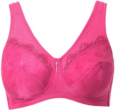 Ulla Popken - Dames - Ontlastingsbeha zonder beugel kant - Mat roze - Maat 100E