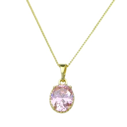 Pink Sapphire Drop Necklace Gold 14K