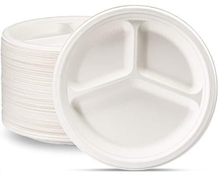 Composteerbare Papieren Borden 25cm - 3 Compartimenten [125 Stuks]