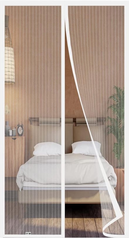 Vliegengaas verbeterde kwaliteit 85 x 200 cm - deurmagneet - balkon terras kelder kamer schuifdeur - wit