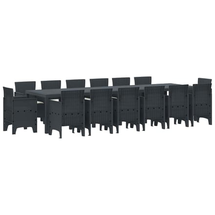 vidaXL - Tuin - Eettafel - Set - 15 - st - Antraciet - Polt - riet