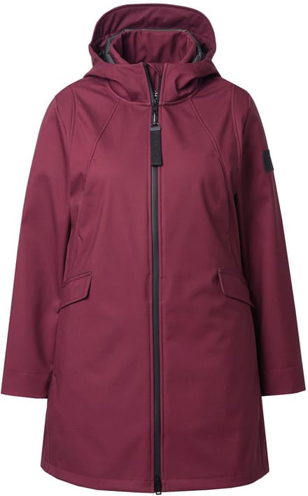 Ulla Popken - Dames - HYPRAR softshell jas waterafstotend capuchon - Donker kersenrood - Maat 42+