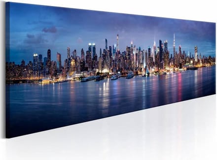 Schilderij - New York Nachten , blauw