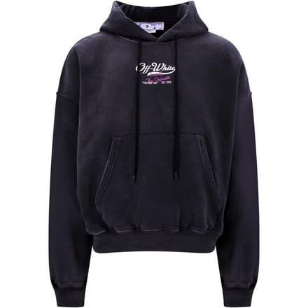 Gebroken witte Wave Off Boxy zwarte hoodie