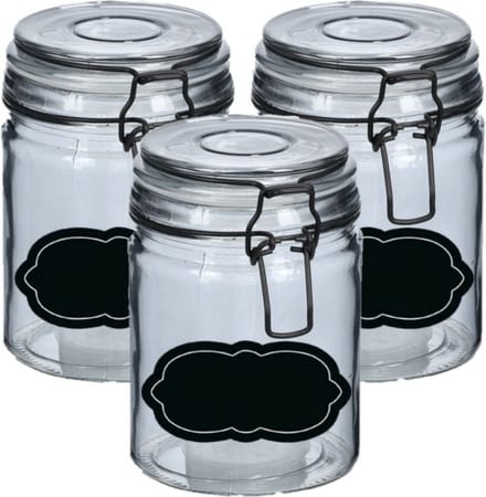 Weckpot/inmaakpot - 4x - 250 ml - glas - met beugelsluiting - incl. etiketten