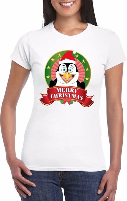 Foute Kerst shirt voor dames - pinguin - Merry Christmas M