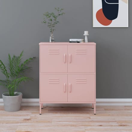 vidaXL - Opbergkast - 80x35x101,5 - cm - staal - roze