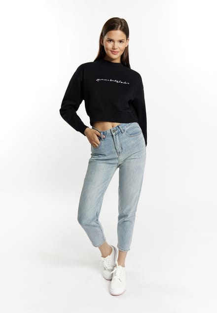 Mymo Cropped sweatshirt Dames zwart