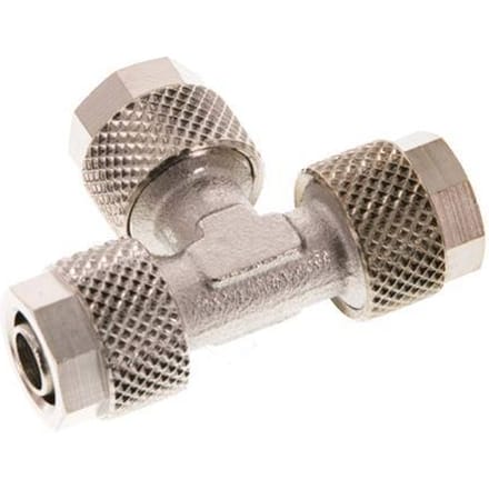 8x6 Vernikkeld Messing T-Opsteekkoppeling [2 Stuks]