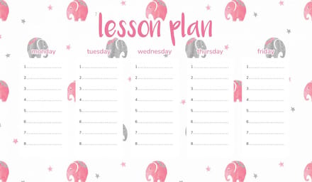 Wallvy - Magnetische Lesroosterplanner - Kinder - Delicate Olifantjes - 45x26CM