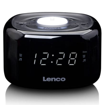 Lenco CR-12BK - Wekkerradio met Dimmerfunctie - Nachtlamp - Zwart