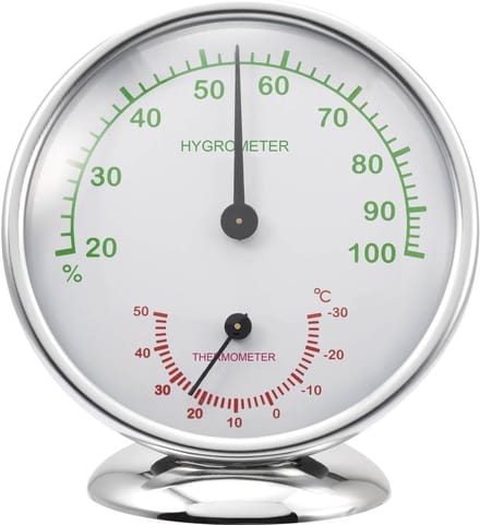 Thermo-hygrometer - Temperatuur vochtmeter - Binnen klimaat - Aluminium behuizing - 40.5 x 30.2 cm - Zilver