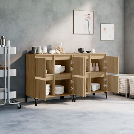 vidaXL - Dressoirs - 2 - st - 60x35x70 - cm - bewerkt - hout - sonoma - eikenkleurig