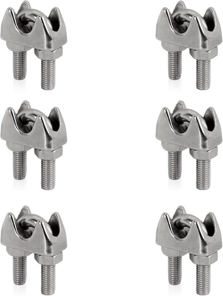 Roestvrijstalen Kabelklemmen Set voor Draadkabels - 6 Stuks