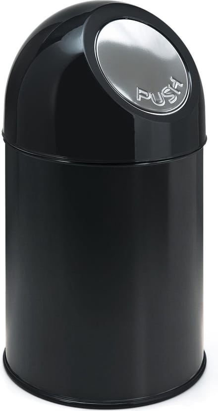 V-part - Afvalbak met pushdeksel 30 ltr - Steel Plastic - zwart