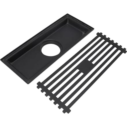 Siphon de sol linéaire Grande capacité de drainage Blocage des odeurs Acier inoxydable 304 Rectangle Siphon de sol de douche pour salle de bain 20cm / 7.9in black