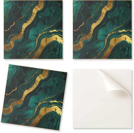 Set vinyltegels met keukenmotief - Abstracte golvenstructuur 4x50x50 cm