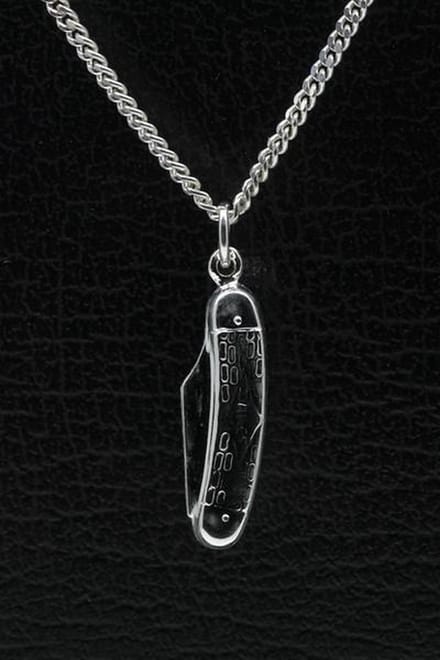 Zilveren Zakmes ketting hanger