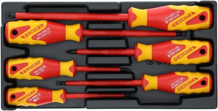 Schroevendraaierset - VDE Set - Elektrisch Werk - Industriële Kwaliteit - 1/3 Module - Grijs rood geel