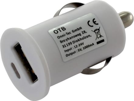 USB autolader met 1 poort - compact - 1A / wit
