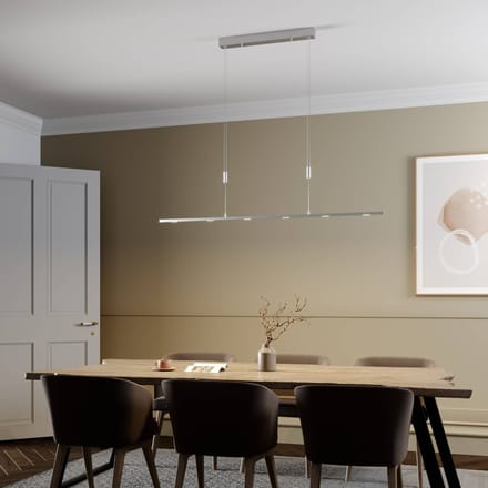 Lucande LED hanglamp Arnik, 140 cm, nikkelkleurig, dimbaar