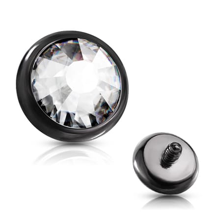 Dermal top steen 1.6 x 4 - zwart - LMPiercings