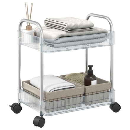 vidaXL - Opbergtrolley - 2-laags - 37x28x43,5 - cm - acryl - transparant