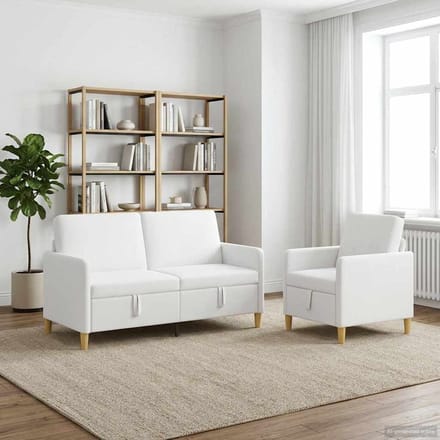 vidaXL - Sofa - Set - Met - Opslag - 2 - st - Wit - Polyester
