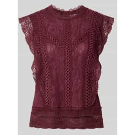 slim fit blouse van viscosemix met all-over kant