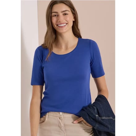 Basic Shirt met ronde hals in effen kleur