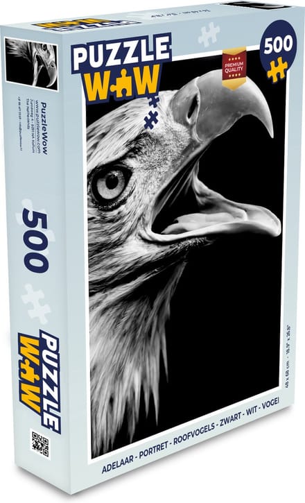 Puzzel Adelaar - Portret - Roofvogels - Zwart - Wit - Vogel - Legpuzzel - Puzzel 500 stukjes