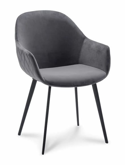 Icon Living - Armstoel Cailey - Velours Donker Grijs - Poot Zwart