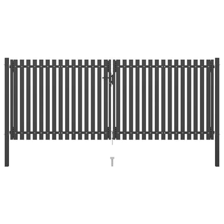 vidaXL - Tuinhekpoort - staal - 400x125 - cm - antraciet