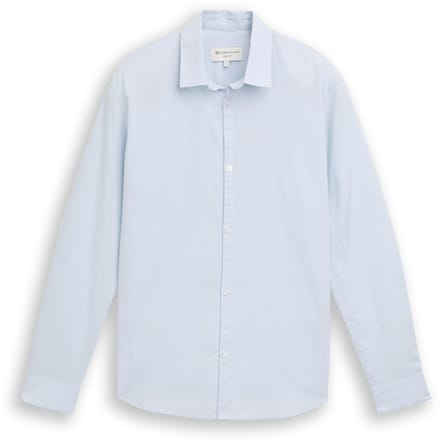 Tom Tailor Denim - Basic Fit overhemd van katoen - Maat XXL - light blue white chambray